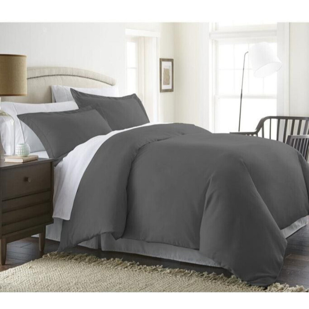 Ienjoy Home Premium Duvet Cover Set Queen Gray Ultra Soft with Pillow Sham BED34